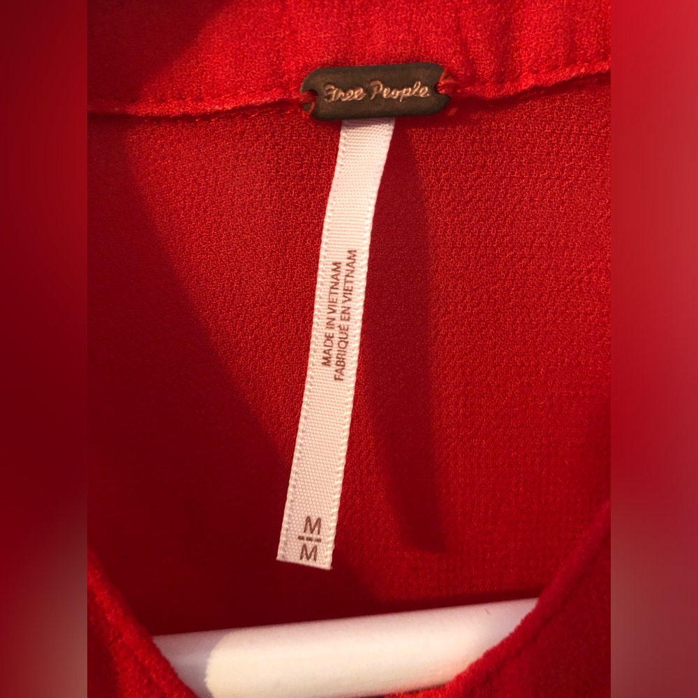 Free People Red Blouse. Size medium. - Picture 6 of 13